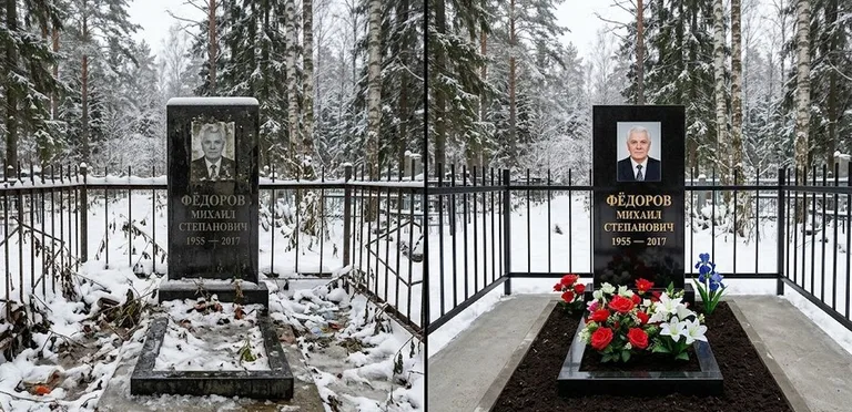 Диптих №20: тротуарная плитка вокруг памятника отмыта аппаратом высокого давления в Ростове-на-Дону