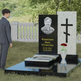 Православный вертикальный памятник с крестом - П022