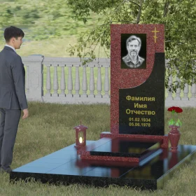 Вертикальный гранитный православный памятник - П024