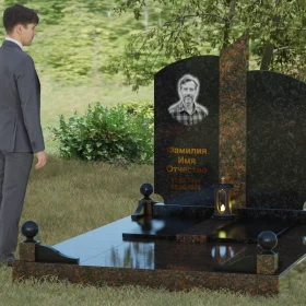 Вертикальный светский гранитный или мраморный памятник - П068