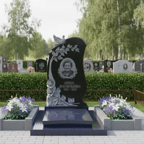 Гранитный вертикальный элитный памятник ПН006
