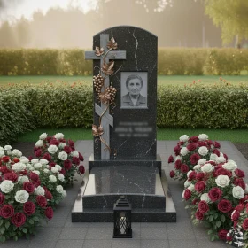 Гранитный православный памятник вертикальный - ПН086
