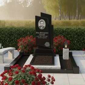 Элитный гранитный памятник вертикальный светский - ПН116