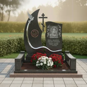 Гранитный мемориальный комплекс с крестом вертикальный - ПН129