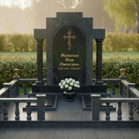 Элитный гранитный православный памятник с крестом - ПН192