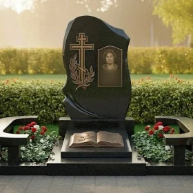 Православный Гранитный памятник с крестом для мемориального комплекса - ПН378