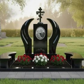 Элитный Православный Гранитный памятник с крестом для двоих - ПН382