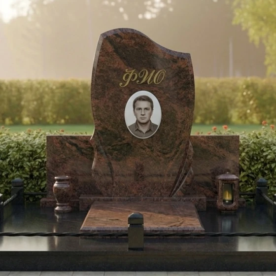 Мемориальная композиция с плавной волной и драпировкой, гранит Дымовский