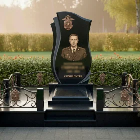 Гранитный вертикальный светский памятник с комплексом - ПН524