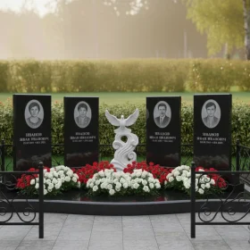 Гранитный или мраморный элитный памятник на четыре - ПН675