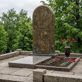 Памятник из бронзы с арочным верхом