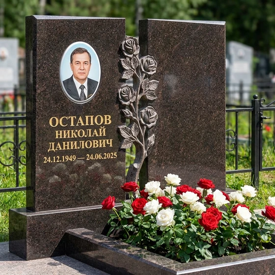 Мемориал с розой из дымовского гранита