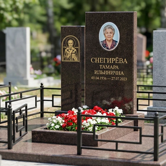 Памятник с иконой святого николая из дымовского гранита